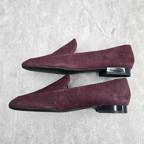Nine West Slip On Loafers Size 8 Plum Purple Suede Preppy Square Toe Dress Shoes - Picture 7 of 11